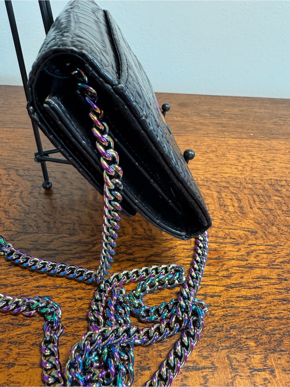 Kurt Geiger Black Croc Kensington Wallet with Rainbow Hardware - Like New - Picture 5 of 14